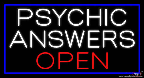 White Psychic Answers Red Open Blue Border Real Neon Glass Tube Neon Sign 