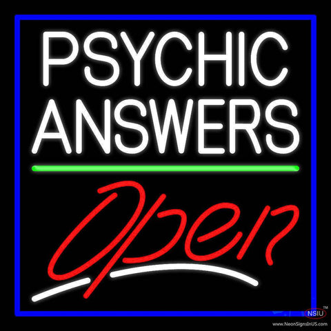 White Psychic Answers Red Open Green Line Blue Border Real Neon Glass Tube Neon Sign 