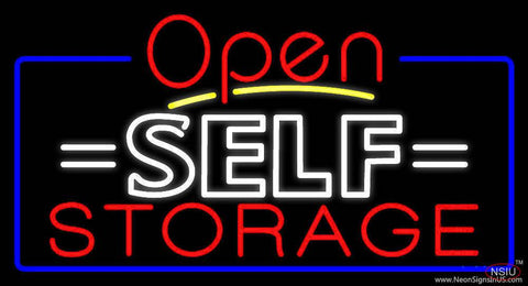 White Self Storage Block With Open  Real Neon Glass Tube Neon Sign 