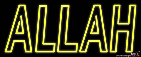 Yellow Double Stroke Allah Real Neon Glass Tube Neon Sign 
