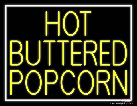 Yellow Hot Buttered Popcorn Real Neon Glass Tube Neon Sign 