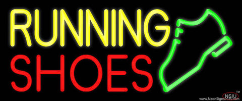 Yellow Running Red Shoes Real Neon Glass Tube Neon Sign 