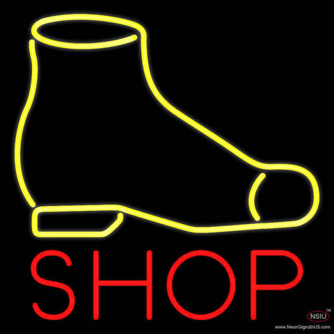 Yellow Shoe Red Shop Real Neon Glass Tube Neon Sign 