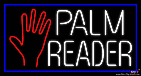 White Palm Reader With Blue Border Real Neon Glass Tube Neon Sign 