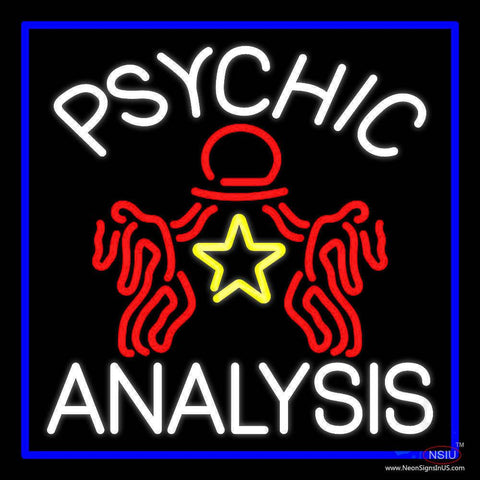 White Psychic Analysis With Logo And Blue Border Real Neon Glass Tube Neon Sign 