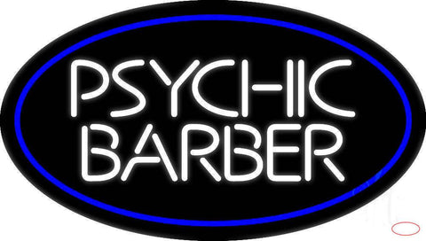 White Psychic Barber With Blue Border Real Neon Glass Tube Neon Sign 