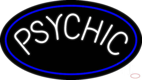White Psychic Blue Border Real Neon Glass Tube Neon Sign 