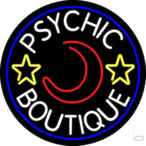 White Psychic Boutique Blue Border Real Neon Glass Tube Neon Sign 