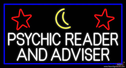 White Psychic Reader And Advisor With Blue Border Real Neon Glass Tube Neon Sign 