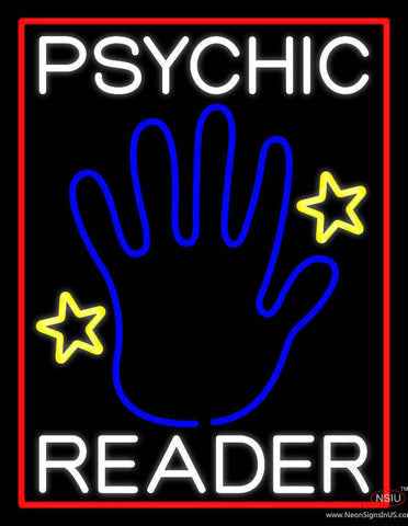 White Psychic Reader With Blue Palm Real Neon Glass Tube Neon Sign 