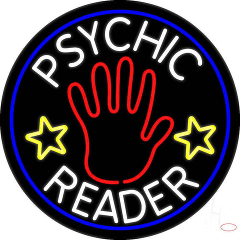 White Psychic Reader With Red Palm Blue Circle Real Neon Glass Tube Neon Sign 