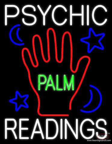 White Psychic Readings Green Palm With Logo Real Neon Glass Tube Neon Sign 