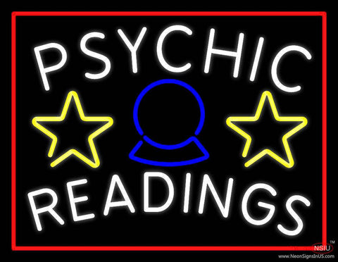 White Psychic Readings Red Border Real Neon Glass Tube Neon Sign 