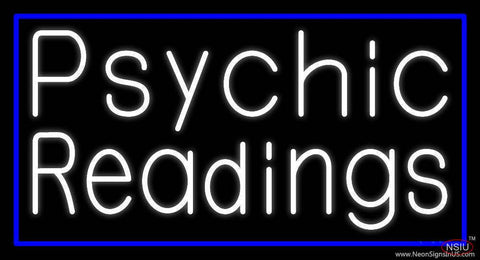 White Psychic Readings With Blue Border Real Neon Glass Tube Neon Sign 
