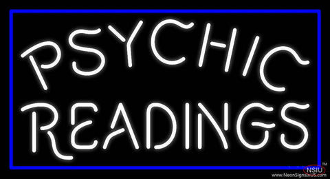 White Psychic Readings With Blue Border Real Neon Glass Tube Neon Sign 