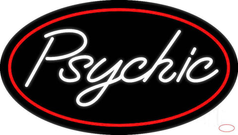 White Psychic Red Border Real Neon Glass Tube Neon Sign 