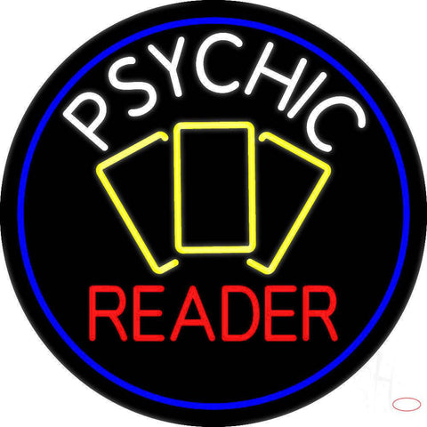 White Psychic Red Reader Yellow Cards And Blue Border Real Neon Glass Tube Neon Sign 