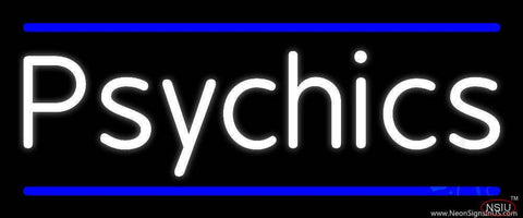 White Psychics With Blue Line Real Neon Glass Tube Neon Sign 
