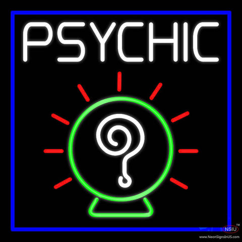 White Psychic With Border Real Neon Glass Tube Neon Sign 