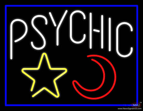 White Psychic With Moon And Star Real Neon Glass Tube Neon Sign 