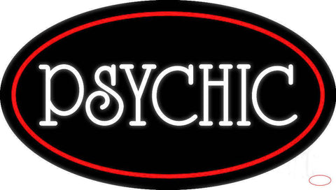 White Psychic With Red Border Real Neon Glass Tube Neon Sign 