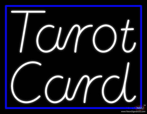 White Tarot Card With Blue Border Real Neon Glass Tube Neon Sign 