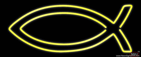 Yellow Christian Real Neon Glass Tube Neon Sign 