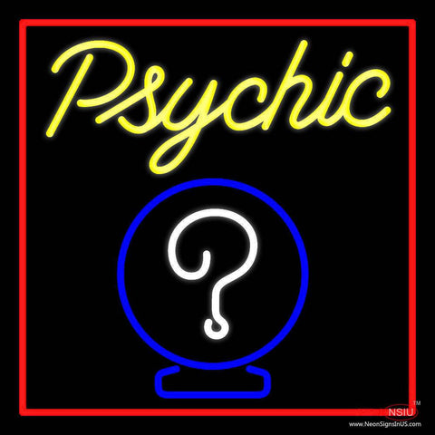 Yellow Psychic With Red Border Real Neon Glass Tube Neon Sign 