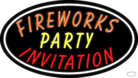 Fireworks Party Invitation In A Real Neon Glass Tube Neon Sign 