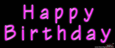 Pink Happy Birthday Real Neon Glass Tube Neon Sign 