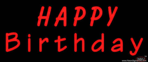 Red Happy Birthday Real Neon Glass Tube Neon Sign 