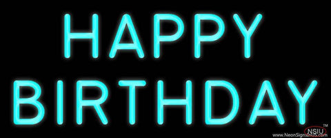 Turquoise Happy Birthday Real Neon Glass Tube Neon Sign 