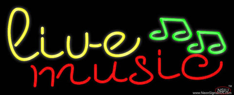 Yellow Live Music Cursive Real Neon Glass Tube Neon Sign 