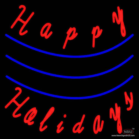 Cursive Happy Holidays Real Neon Glass Tube Neon Sign 