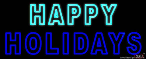 Double Stroke Happy Holidays Real Neon Glass Tube Neon Sign 