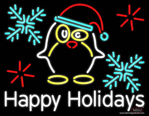 Happy Holidays With Snow Man Logo Real Neon Glass Tube Neon Sign 