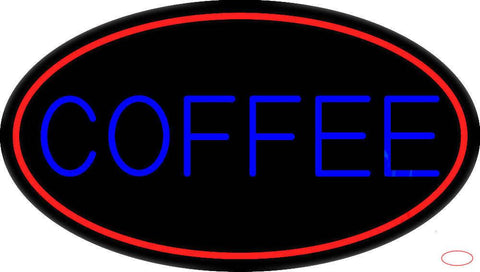 Blue Coffee With Red Oval Real Neon Glass Tube Neon Sign 