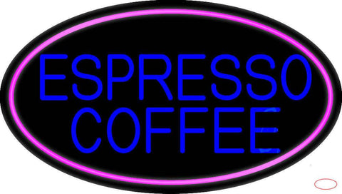 Blue Espresso Coffee With Pink Oval Real Neon Glass Tube Neon Sign 