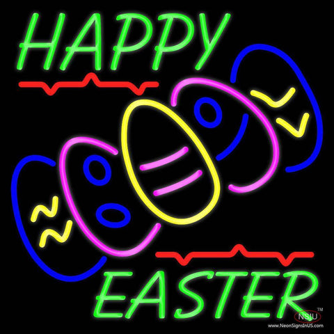 Happy Easter With Egg  Real Neon Glass Tube Neon Sign 
