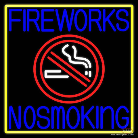 Fire Works No Smoking With Logo  Real Neon Glass Tube Neon Sign 