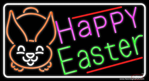 Multicolor Happy Easter  Real Neon Glass Tube Neon Sign 