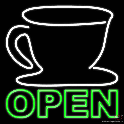 Double Stroke Coffee Cup Open Real Neon Glass Tube Neon Sign 