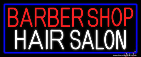 Barber Shop Hair Salon With Blue Border Real Neon Glass Tube Neon Sign 