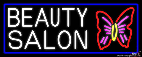 Beauty Salon With Butterfly Logo With Blue Border Real Neon Glass Tube Neon Sign 
