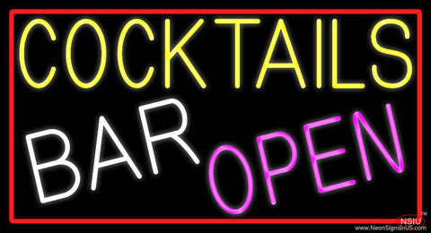 Cocktails Bar Open Real Neon Glass Tube Neon Sign 