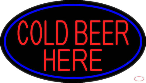 Cold Beer Here With Blue Border Real Neon Glass Tube Neon Sign 