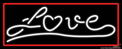 Cursive Love With Red Border Real Neon Glass Tube Neon Sign 