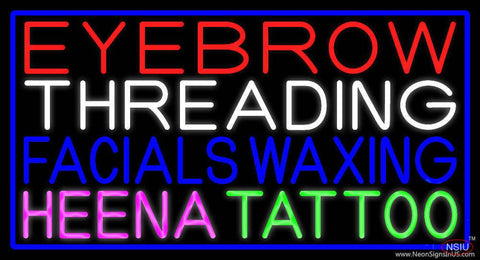 Eyebrow Threading Facials Waxing Real Neon Glass Tube Neon Sign 