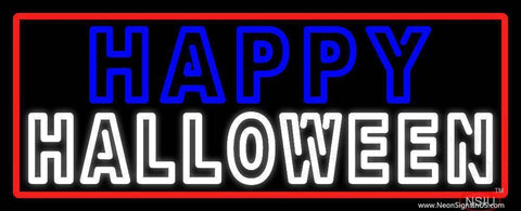 Happy Halloween With Red Border Real Neon Glass Tube Neon Sign 