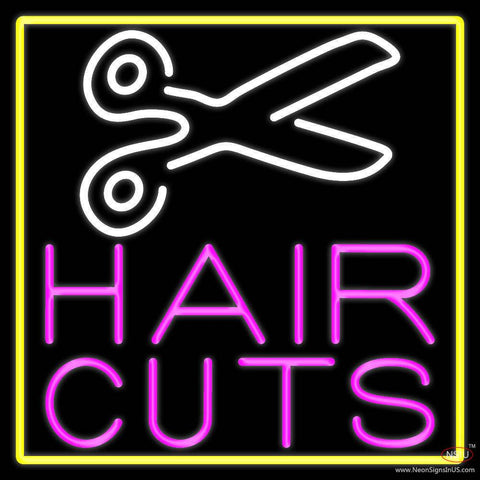 Pink Hair Cut With Scissor Real Neon Glass Tube Neon Sign 